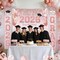 Class of 2026 Graduation Decorations - 40-Piece Pink & Rose Gold Party Kit: Fabric Backdrop, Porch Signs, Guest Book, Honeycomb Centerpieces & Balloons - High School & College Supplies